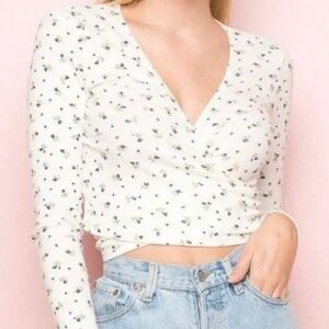 Brandy Melville Coco Floral Wrap Top Long Sleeve